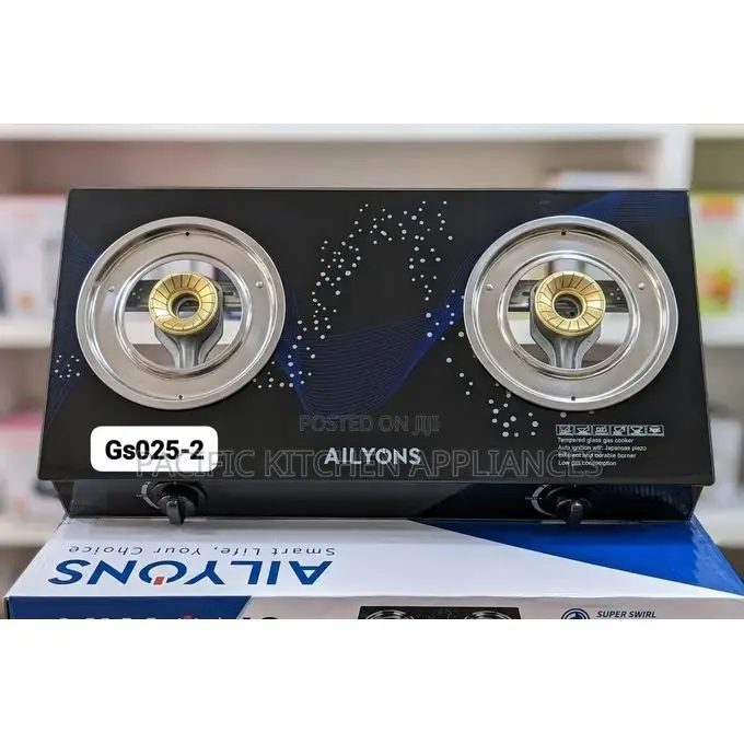 AILYONS GS025 Double Burner Tempered Glass, Auto Ignition