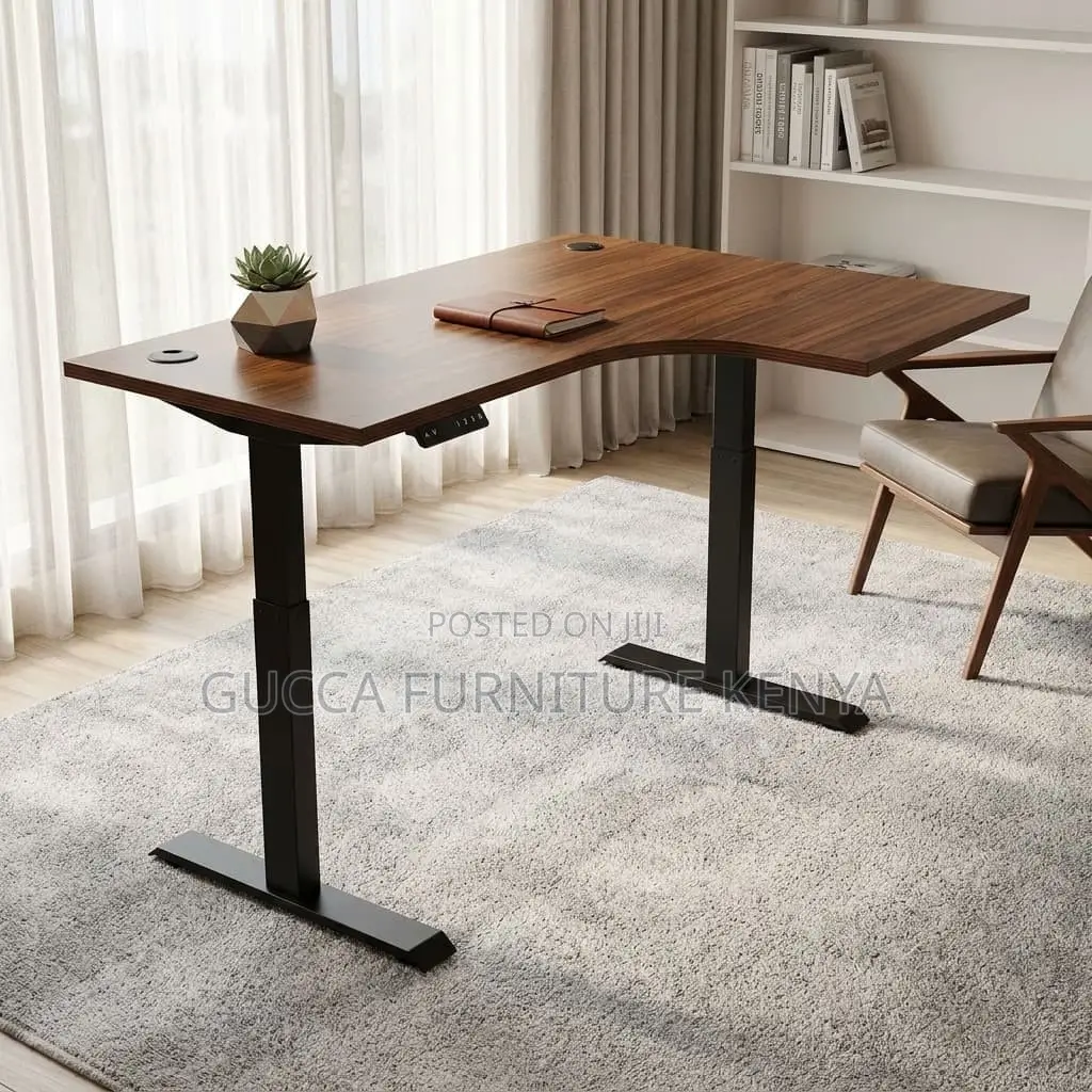 L-Shaped Height Adjustable Standing Desk-140cm