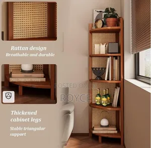 5-Tier Bamboo Rattan Corner Rack
