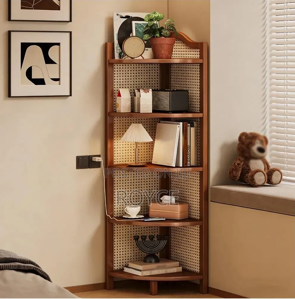 5-Tier Bamboo Rattan Corner Rack