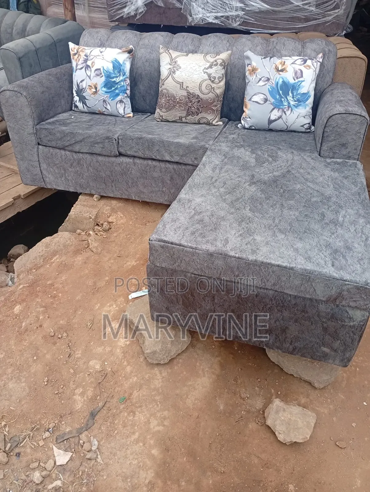 Grey Lshape With Throw Pillows