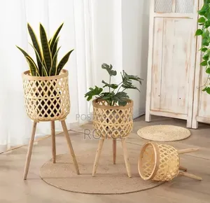 3pcs Boho Rattan Handwooven Plant Stands