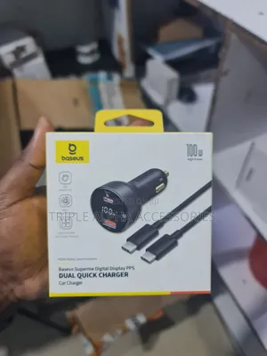 Baseus Superme Fast Charger 100W, PD Car Charger, With C to C Cable