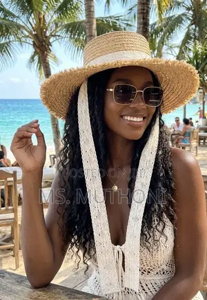 Straw Boater Hat With Lace Tie Straps