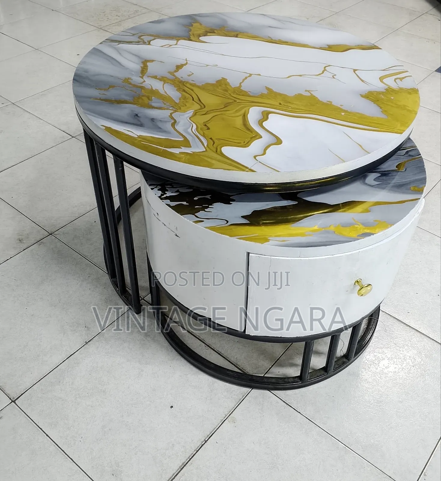 2in1 Round Coffee Table With Drawer