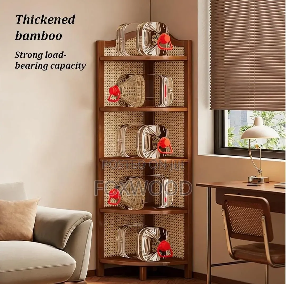 5-Tier Bamboo Corner Shelf Bookshelf*
