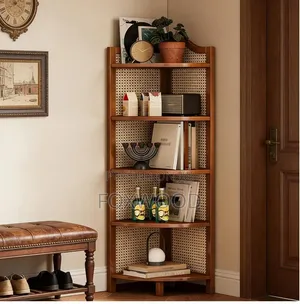 5-Tier Bamboo Corner Shelf Bookshelf*