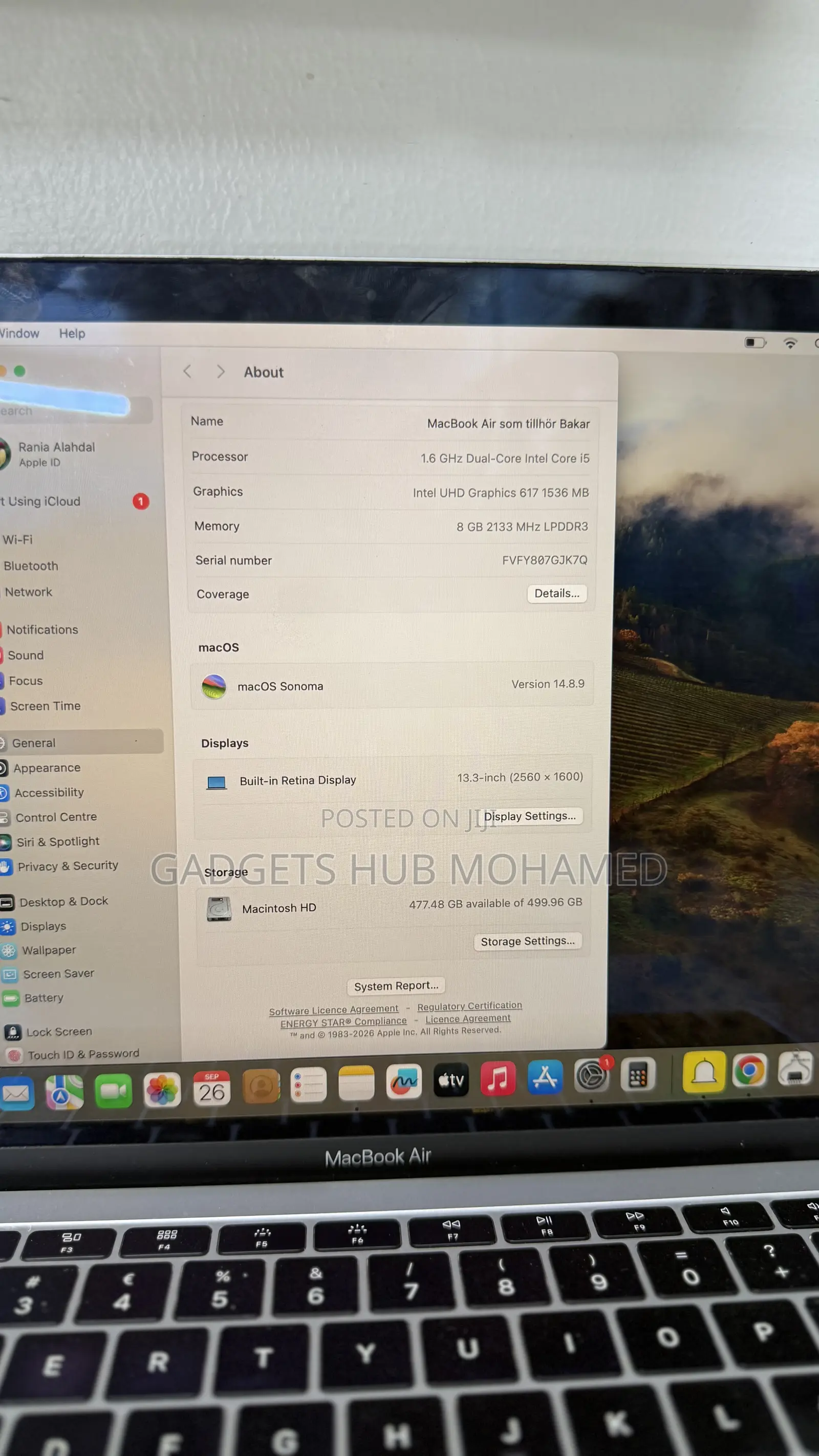 Laptop Apple MacBook Air 2018 8GB Intel Core i5 SSD 512GB