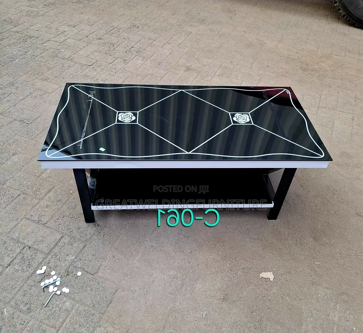 Modern Rectangular Black Glass Coffee Table
