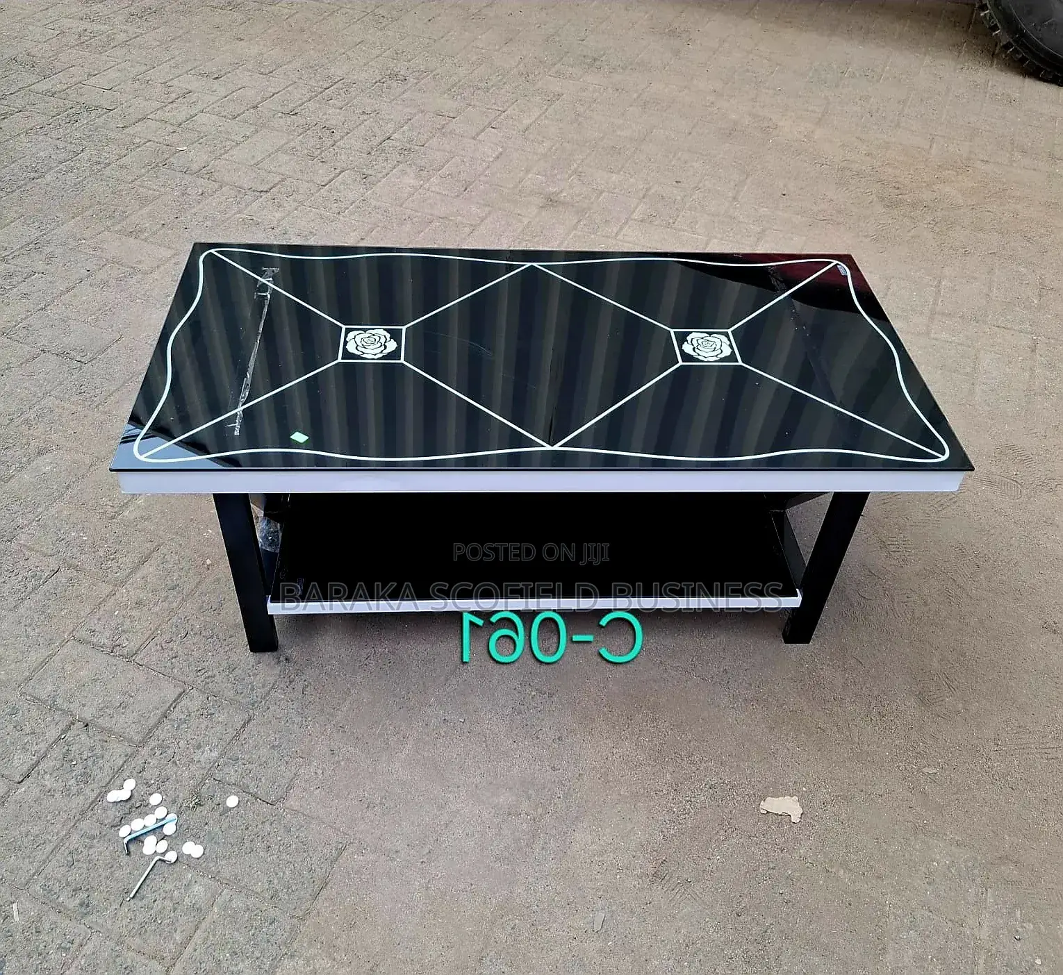 Modern Rectangular Black Glass Coffee Table