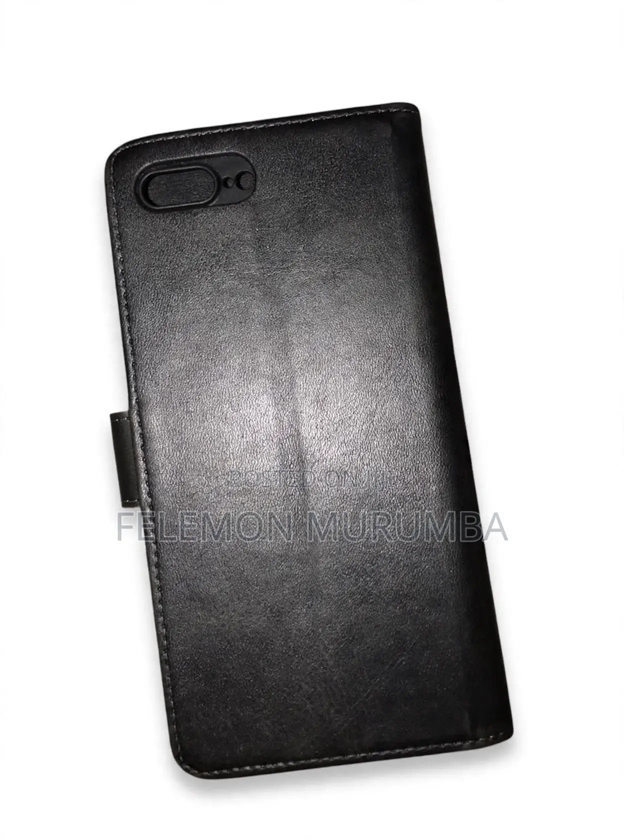 iPhone 7 Plus Leather Flip Cover - Black (Wallet Case)
