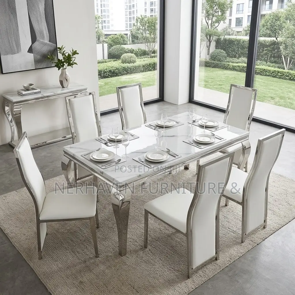6 Seater Marble Dining – Modern Dining Table Set