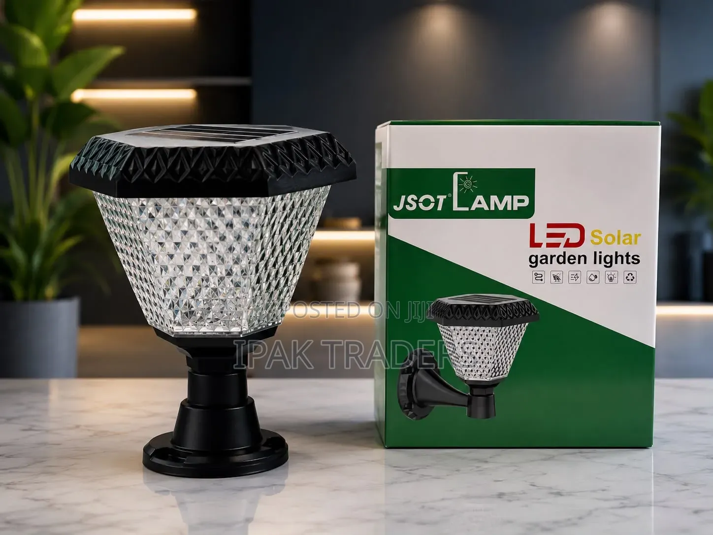 JSOT LED Solar Garden Light and Wall Pillar Lamp