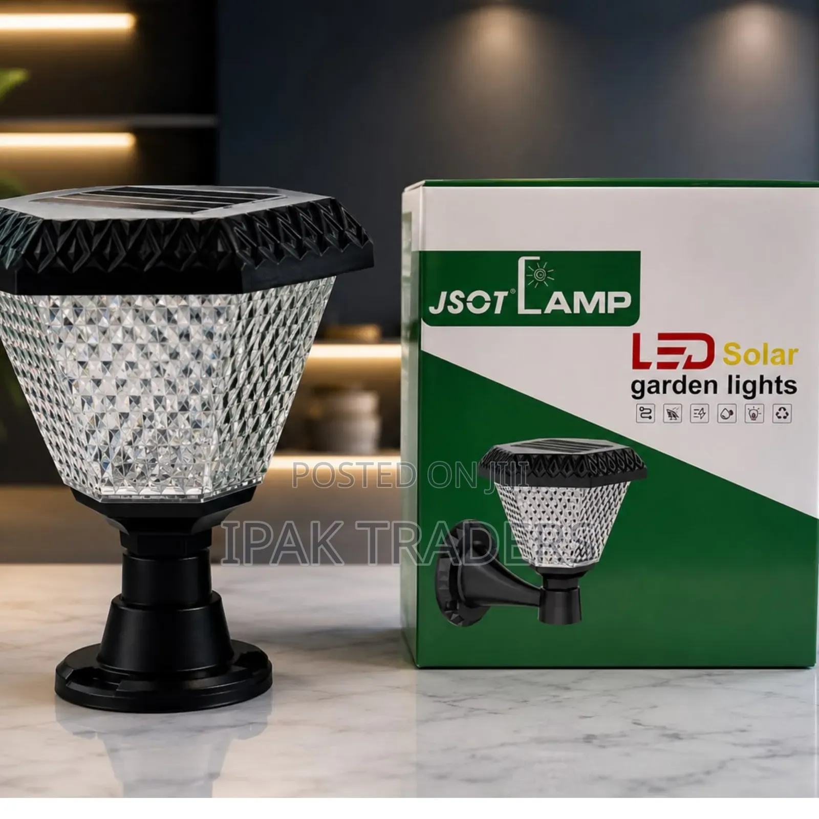 JSOT LED Solar Garden Light and Wall Pillar Lamp