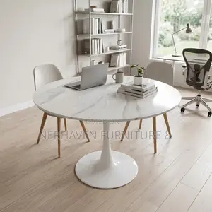 Round Marble Coffee Table – Modern Elegant Living Room Table