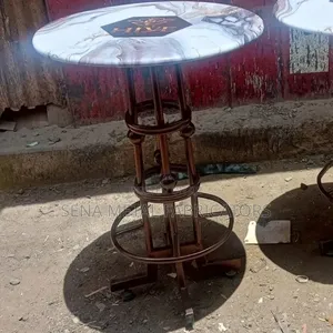 Unique Bar Tables,each With a Copper Metal Frame