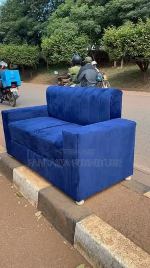 2-Seater Blue Velvet Sofa