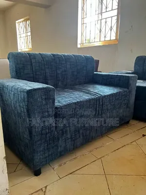2 Seater Blue Textured Sofa
