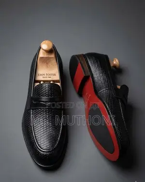 Premium Textured Red Bottom Leather Loafers Size 39-45
