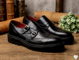 Lug Sole Wingtip Double Monk Shoes Size 38-45
