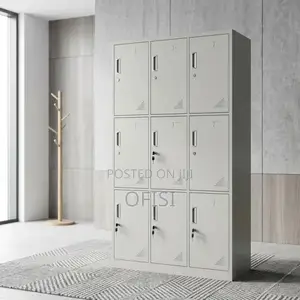 Office Cabinet; Heavy-Duty 9-Door Metal Cabinet