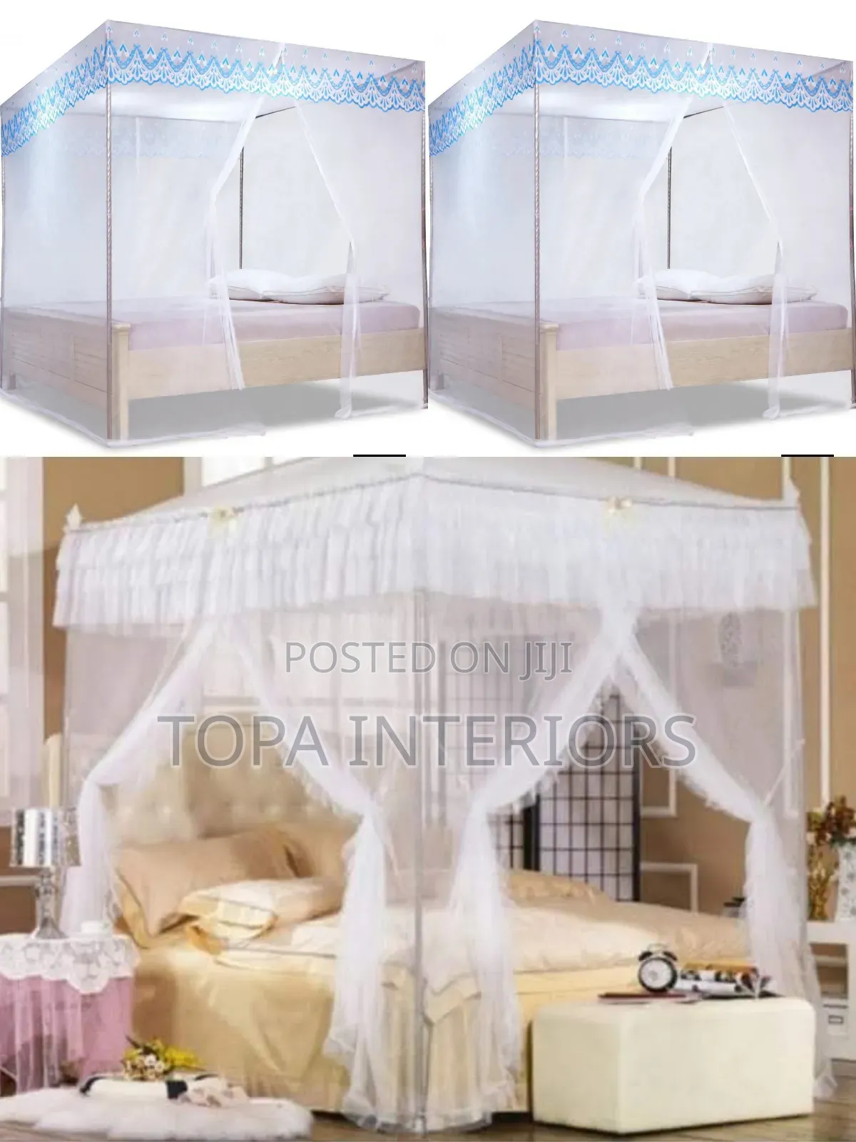 White 4x6 4 Stand Mosquito Nets With Frames