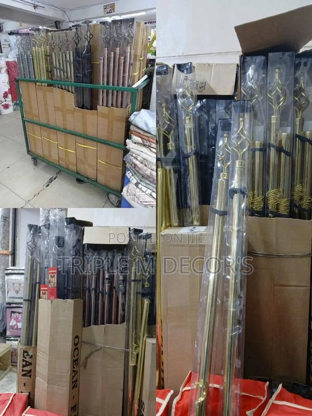 2m Double Adjustable Window Curtain Rods With Finials - main view