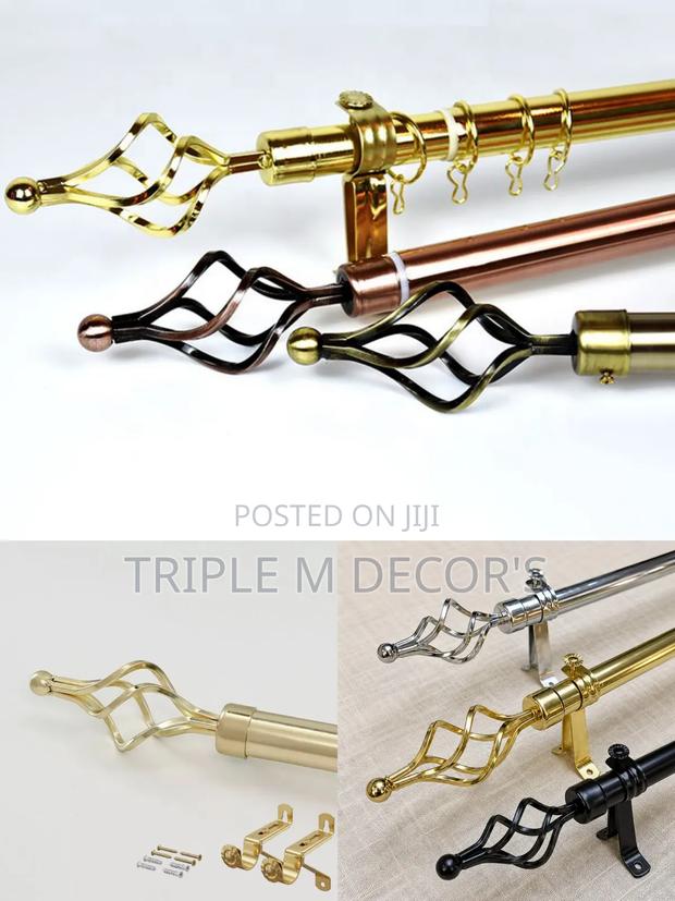 Adjustable Curtain Rods With Matching Ring Sets - thumbnail 2