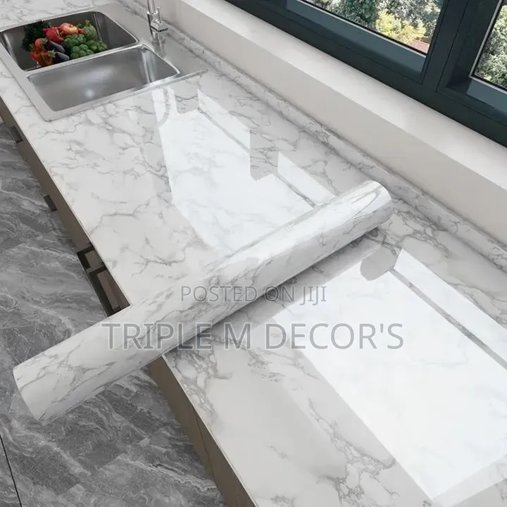 Glossy Marble Contact Paper Roll for Kitchen Table