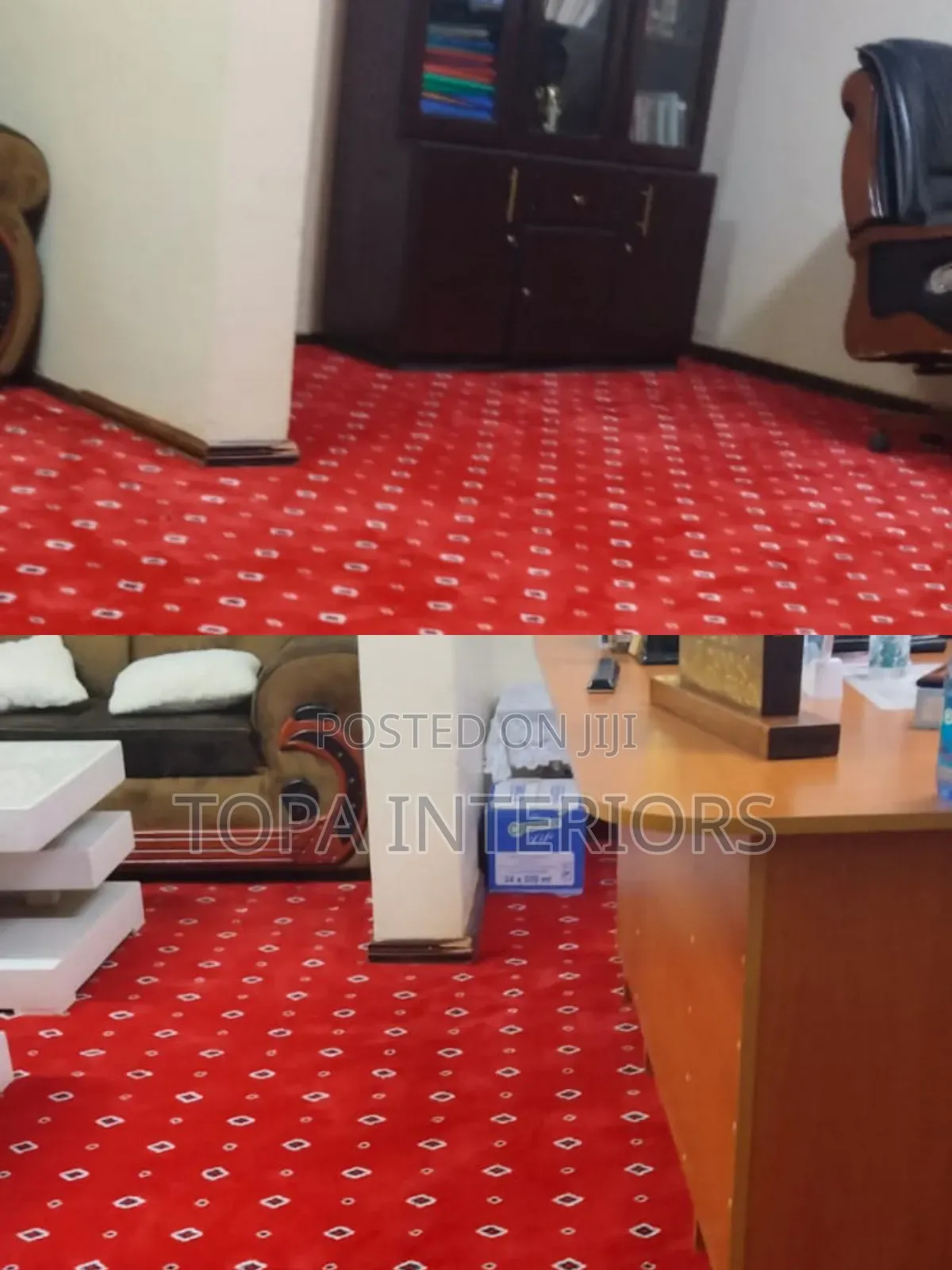Executive Dotted Red Wall to Wall Home and Office Carpets
