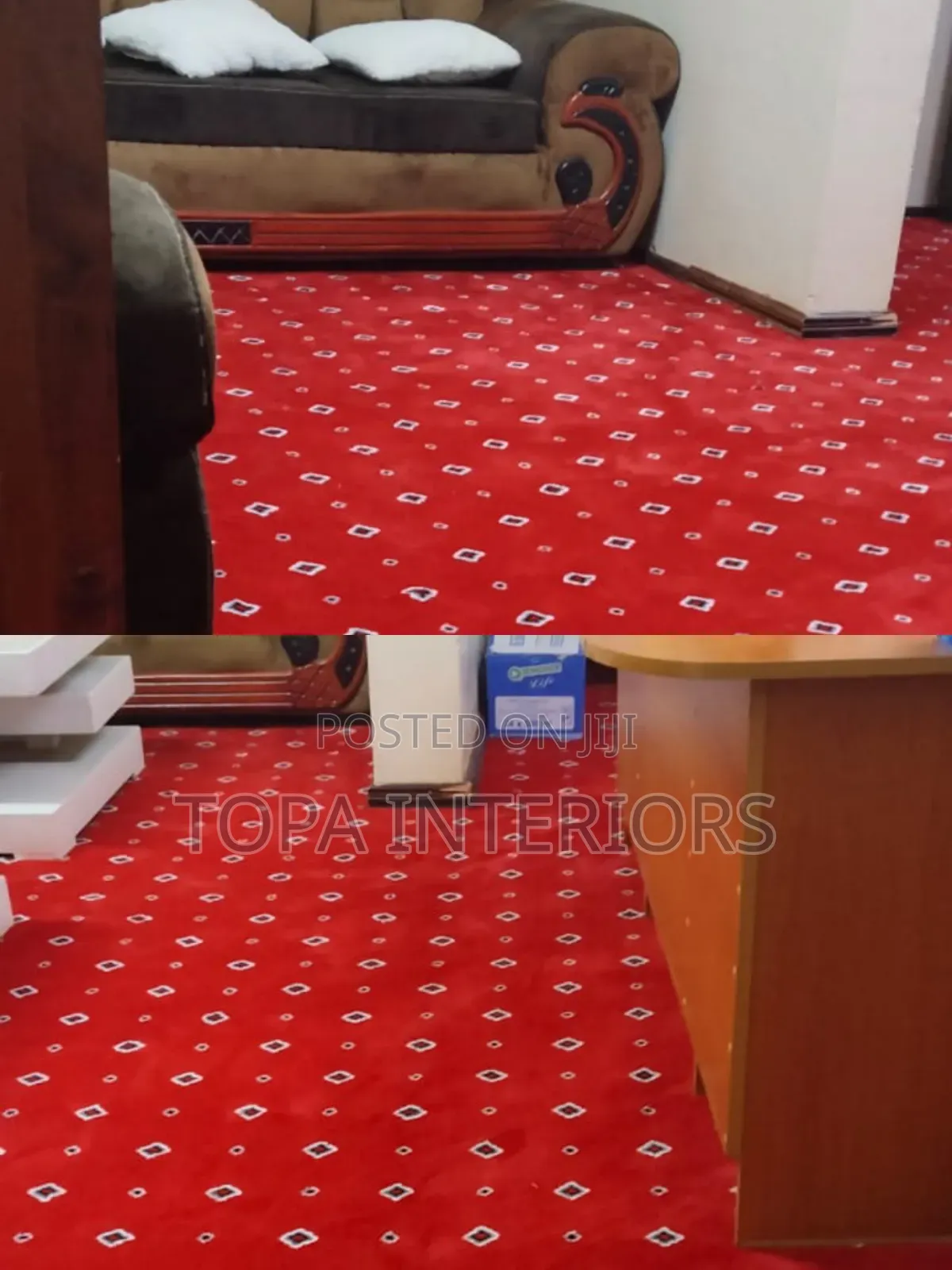 Executive Dotted Red Wall to Wall Home and Office Carpets