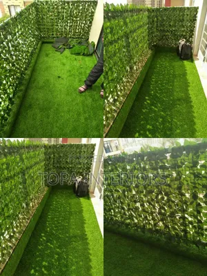 10mm Artificial Green Grass Carpets Combo With Balcony Privacy Fence