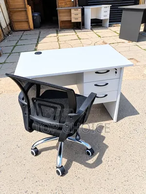 1m; Modern Office Desk and Swivel Mesh Chair