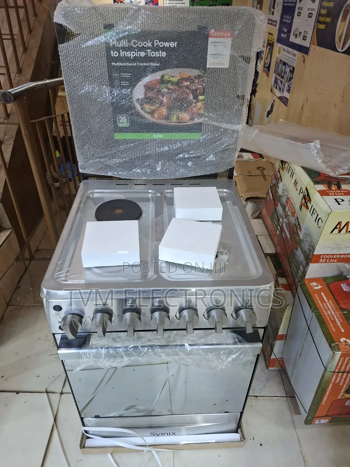 Syinix INOX 60X60 3Gas+1Electric Wok Burner Gas Sensor Cooker