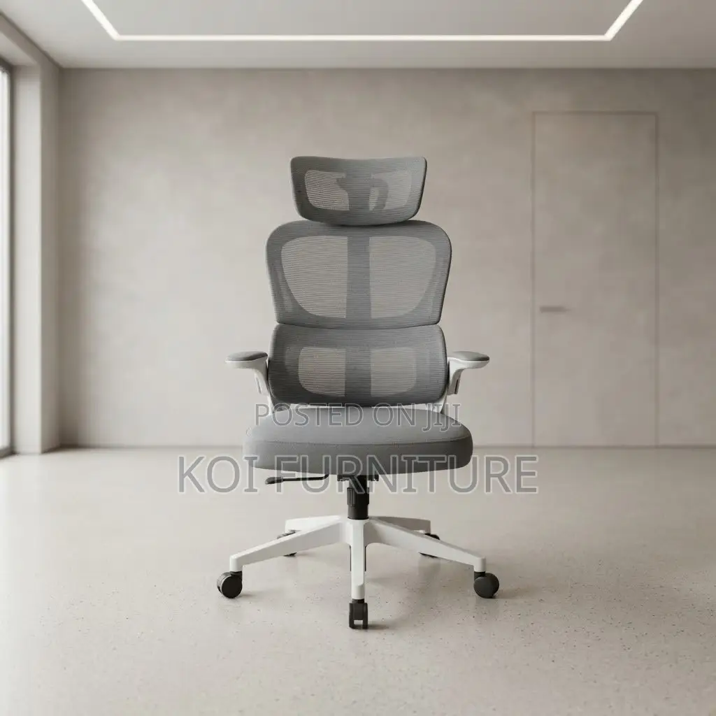 Office Chairs; White Orthopedic Fabric Office Uprate Seat