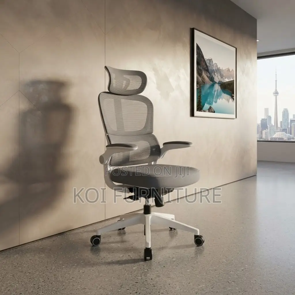 Office Chairs; White Orthopedic Fabric Office Uprate Seat