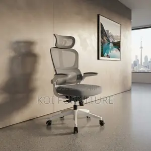 Office Chairs; White Orthopedic Fabric Office Uprate Seat