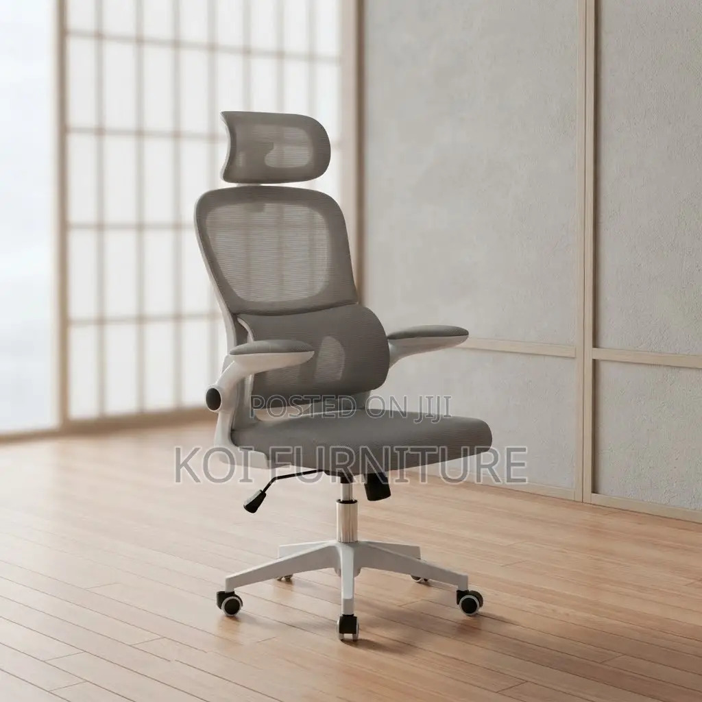 Office Chairs; White Orthopedic Fabric Office Uprate Seat