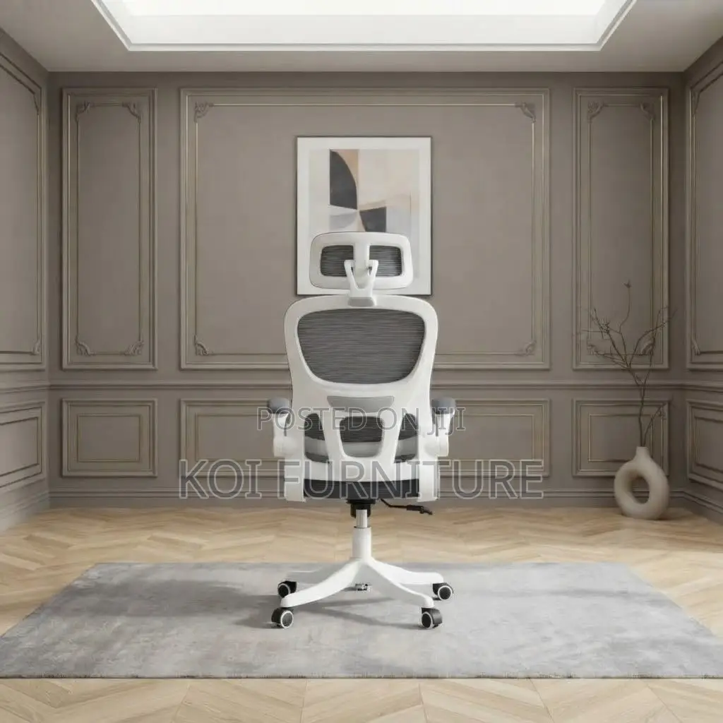 Office Chairs; White Orthopedic Fabric Office Uprate Seat