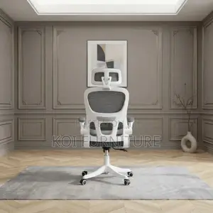 Office Chairs; White Orthopedic Fabric Office Uprate Seat