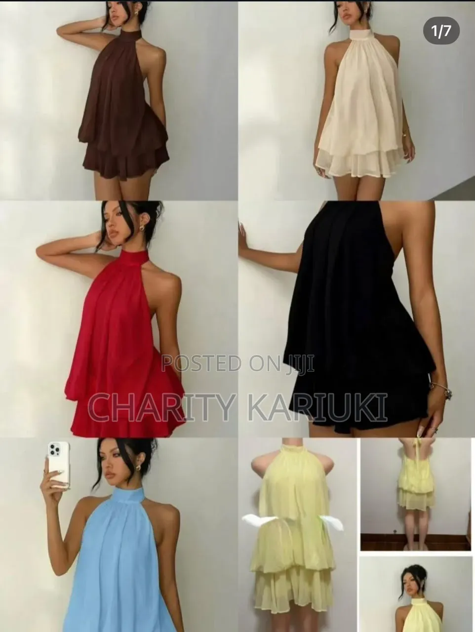 Sleeveless Halter Ruffle Hem Minidress