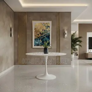 Coffee Table; White Strong Frame Dining Home Marble Table