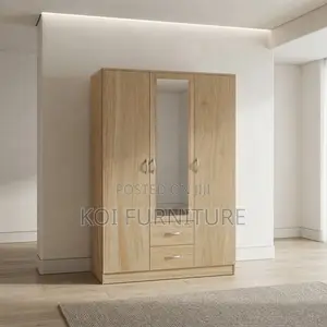 3-Door Wooden Wardrobe With Mirror Doors