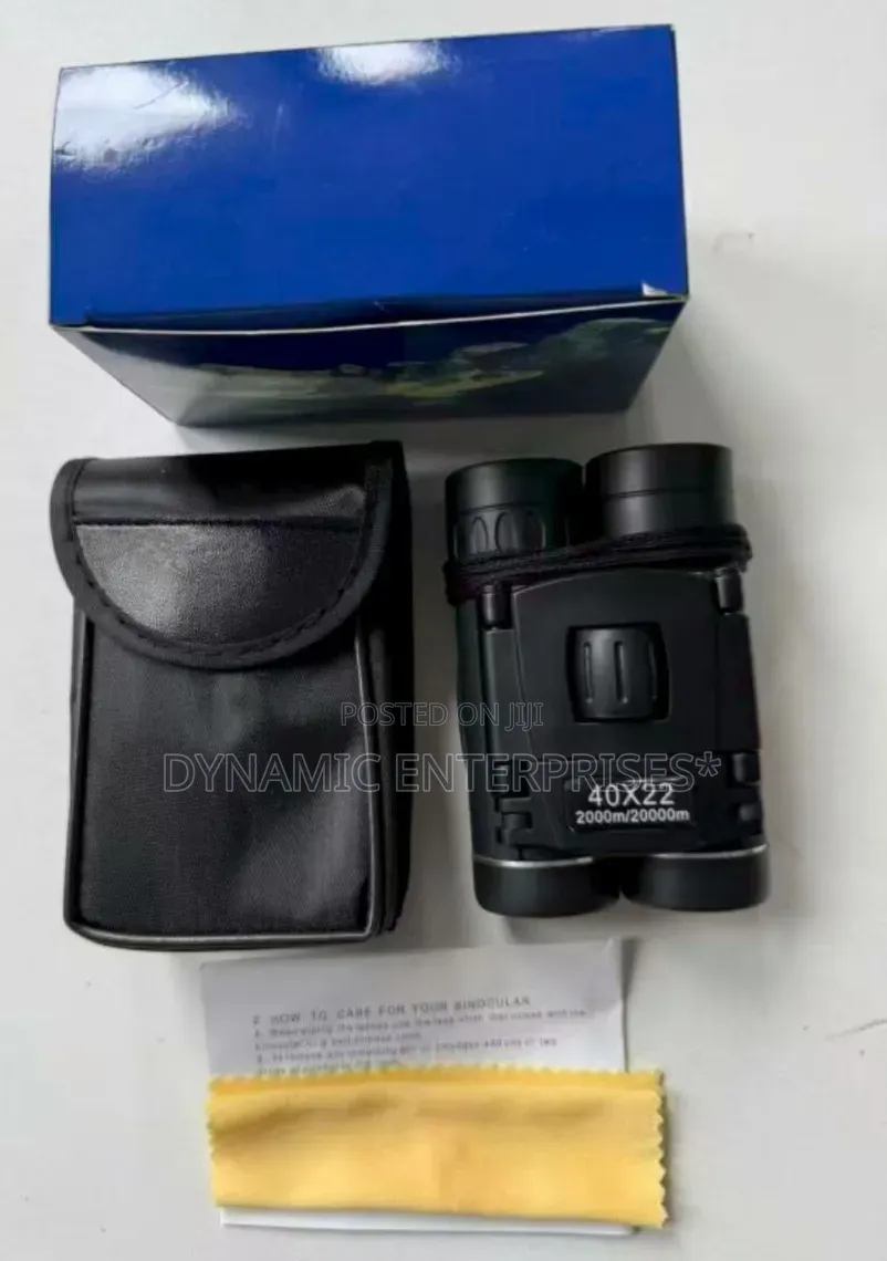 *40x22 Compact Binoculars With a Black Carrying Case, a Yellow Cleanin