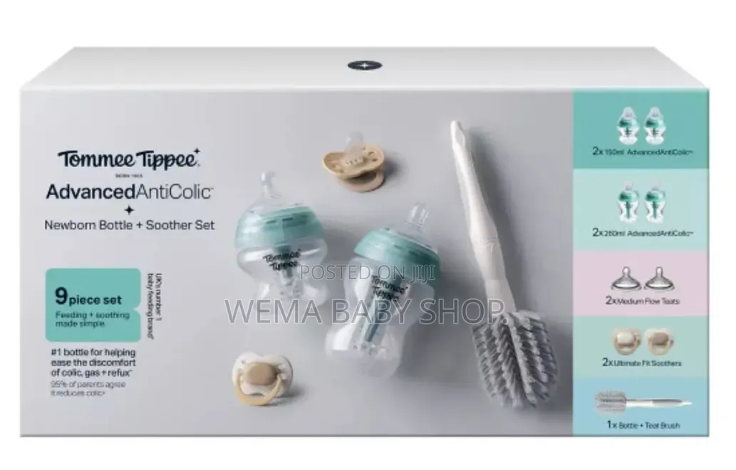 9pcs Tommee Tippee ADVANCED Anti-Colic Newborn Bottle Kit/Set
