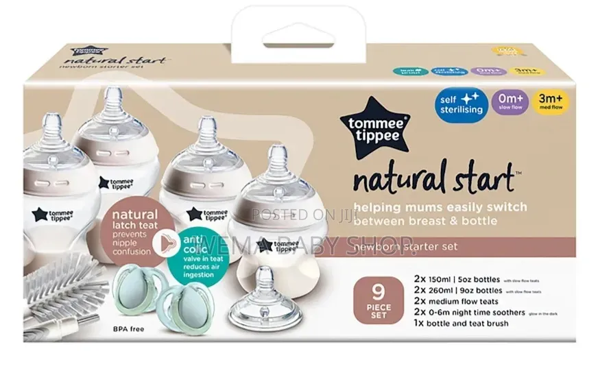 9pcs Tommee Tippee Feeding Bottle Natural Start Newborn Starter Set