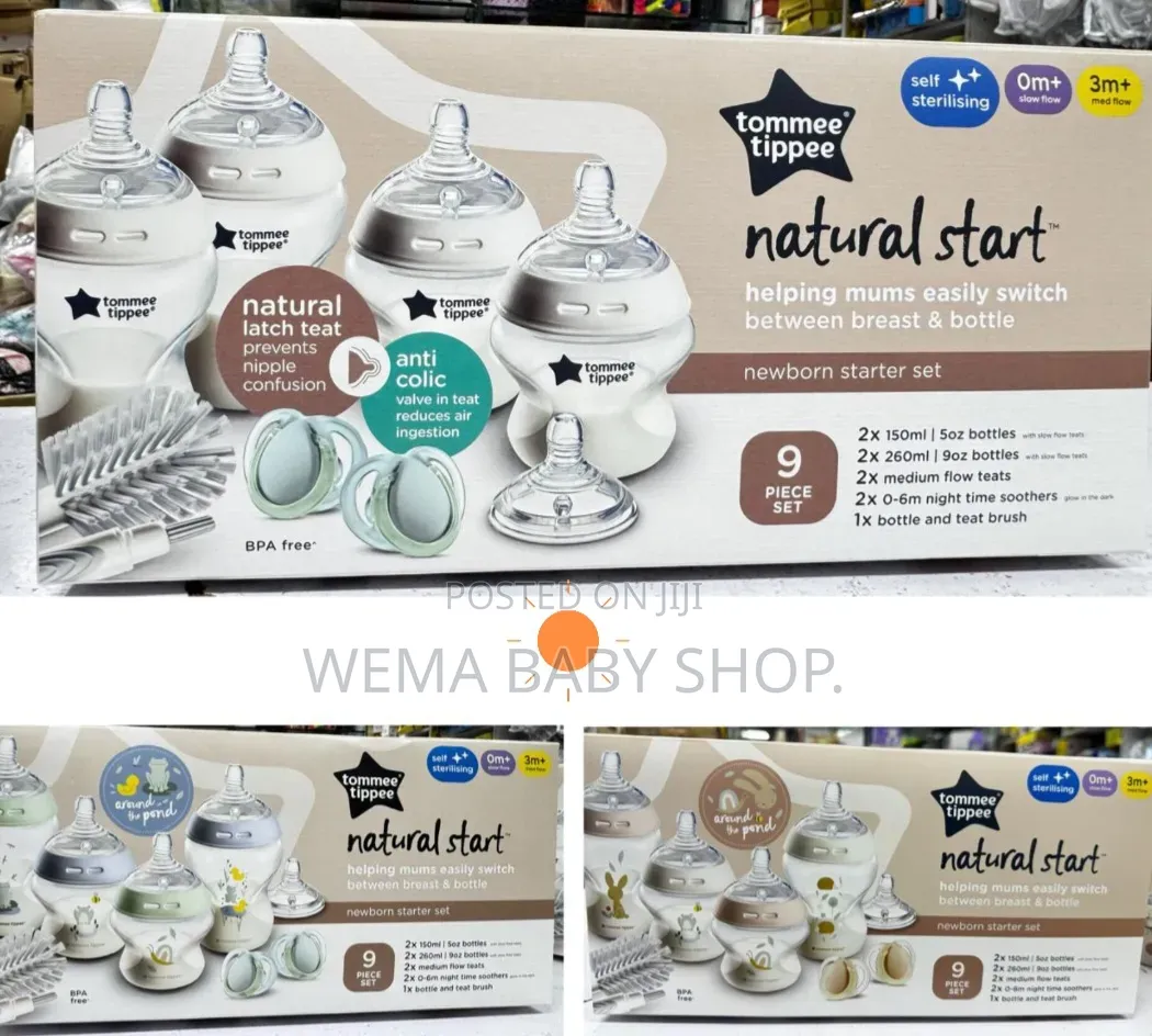 9pcs Tommee Tippee Feeding Bottle Natural Start Newborn Starter Set