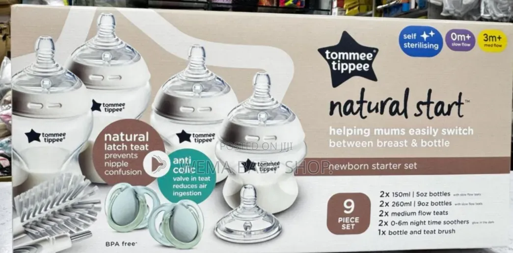 9pcs Tommee Tippee Feeding Bottle Natural Start Newborn Starter Set