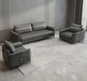 Office Sofa; Five Seaters Diplomatic Leather Grey Sofa Set