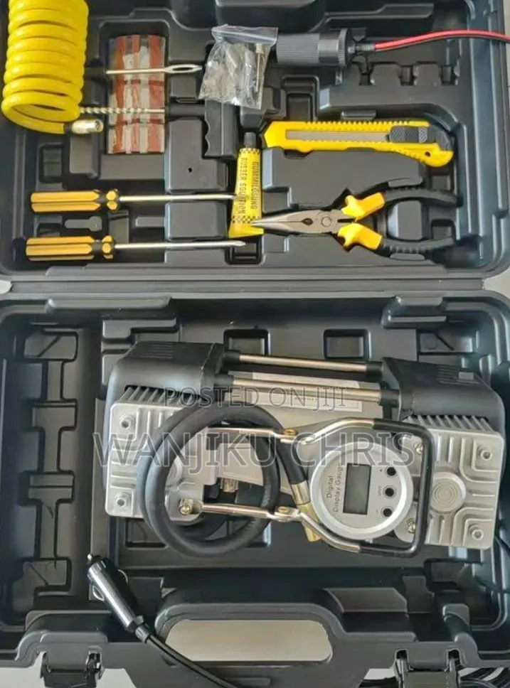 Portable 2 Cylinder Air Compressor With Tools